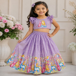 Girls Designer Printed Lehenga Choli Set